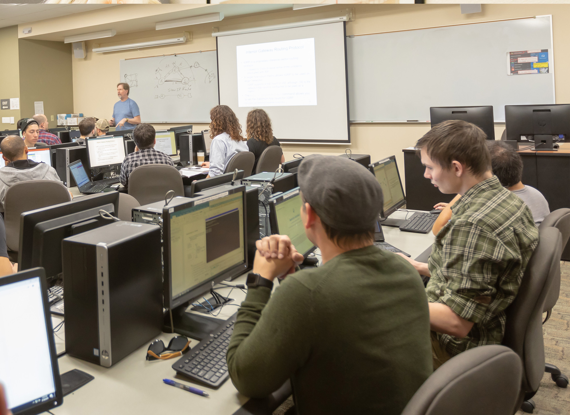 Students and instructor in computer science class