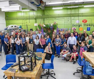 Group shot of CalForward event attendees and students