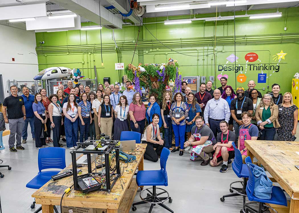 Group shot of CalForward event attendees and students