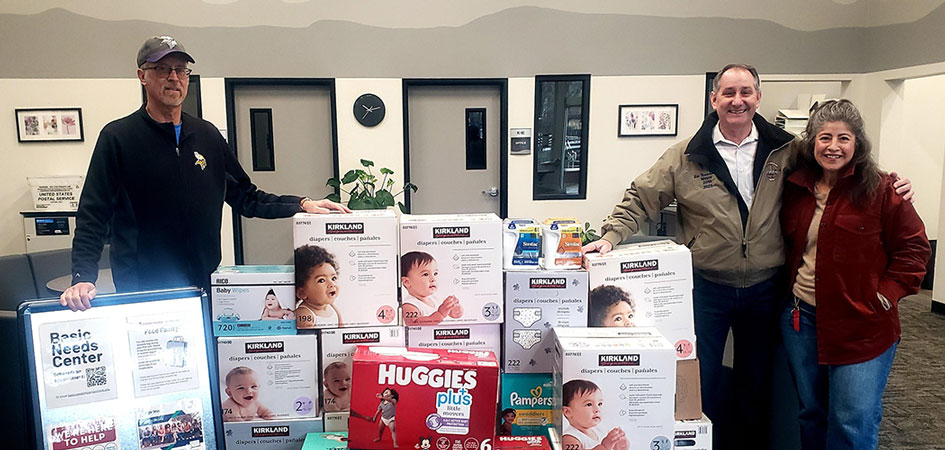 Community donors drop off boxes of diapers to Sierra College Basic Needs Center